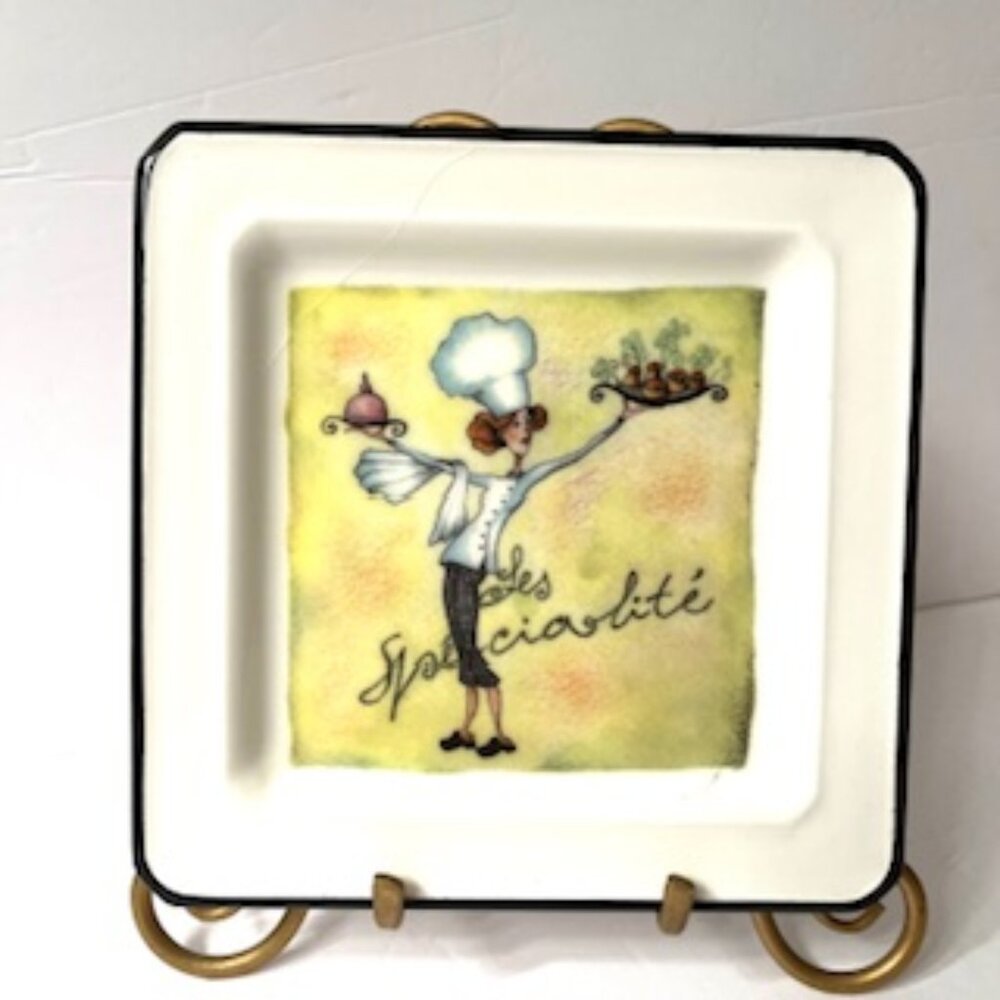 BRUNELLI “La Femme Chef”  Apprx 7.5 “ Square  Plate, Made in Italy